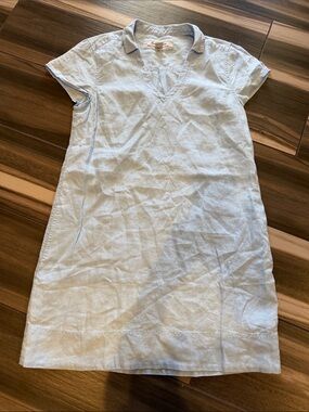 Tommy Bahama Light Blue Linen V-Neck Short Dress